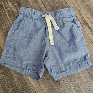 Light Blue Kids Drawstring Denim Chambray Shorts